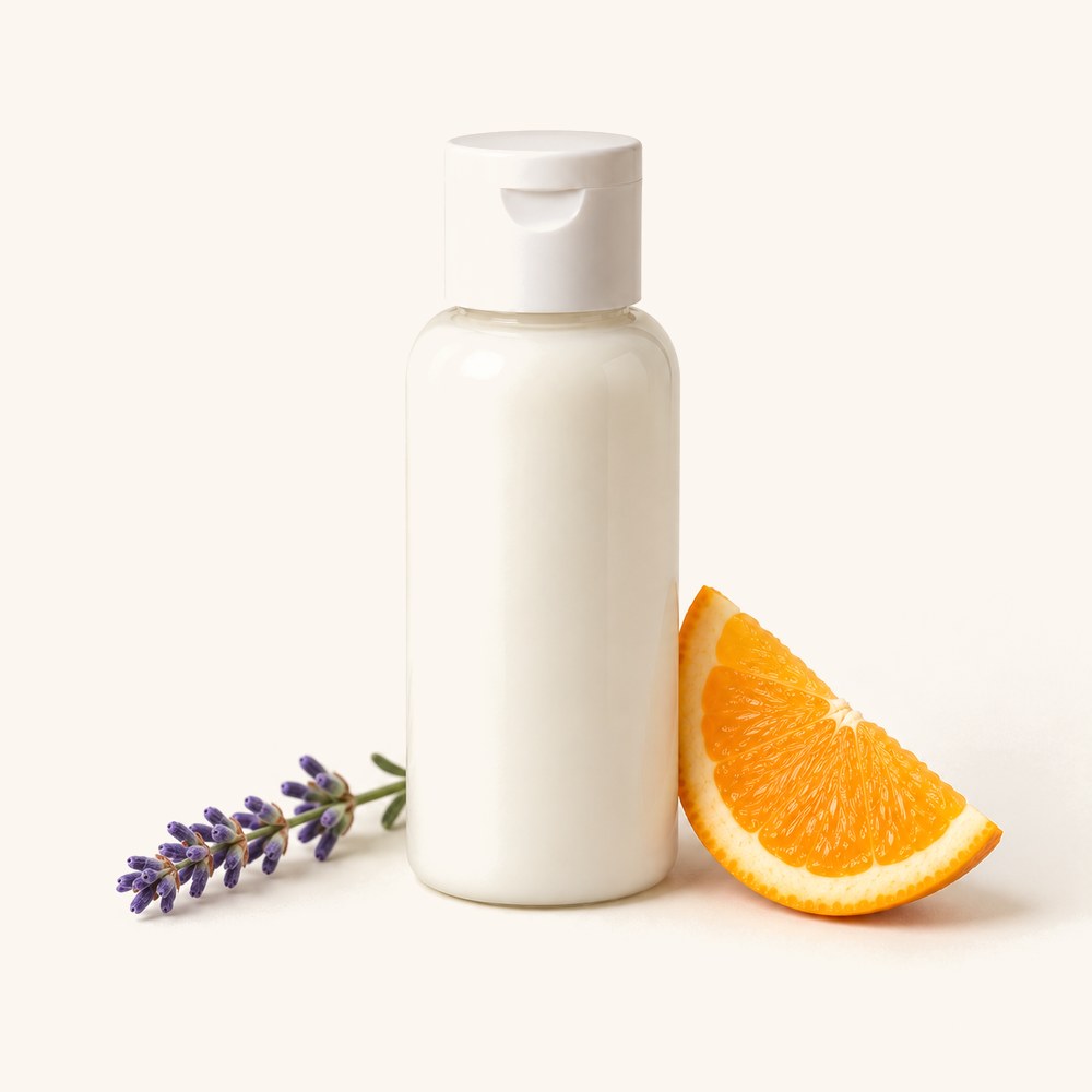 Crema fluida lavanda y naranja